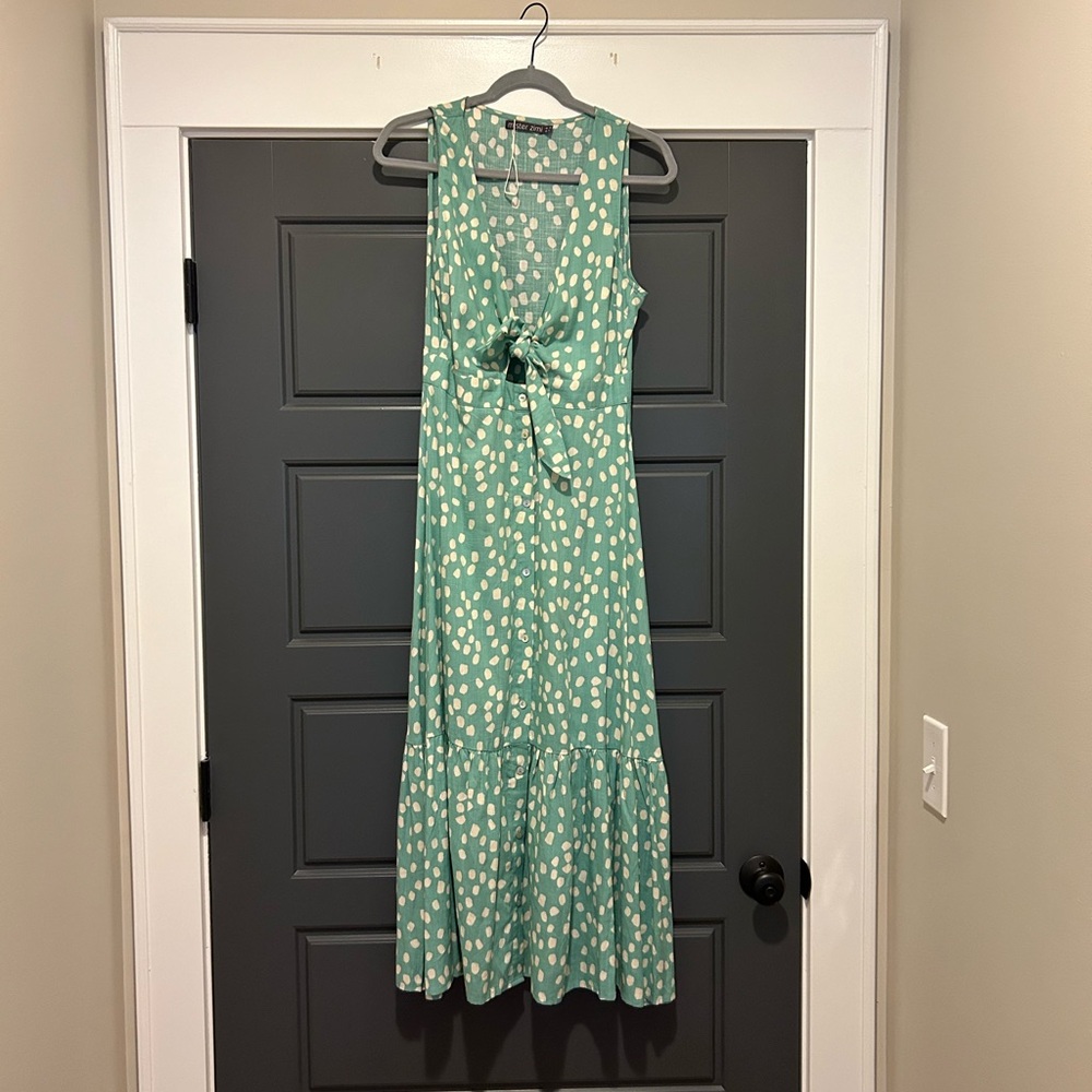 Mister Zimi Green Polka Dot Maxi Dress Sz 6 US
